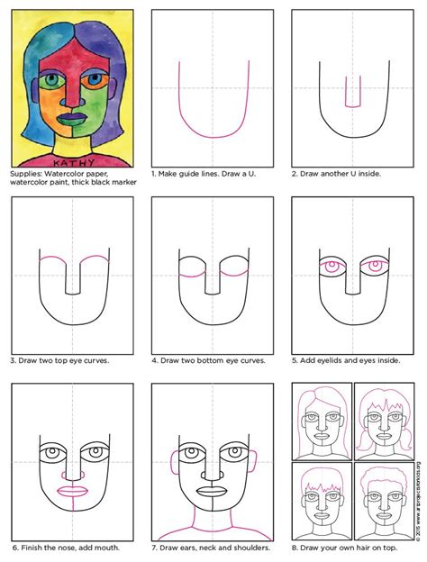 Easy How To Draw An Abstract Self Portrait Tutorial Video And Abstract