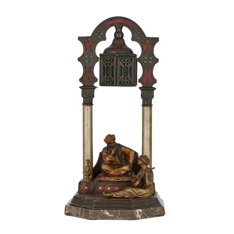 Large Viennese Cold Painted Bronze Orientalist Lamp Mayfair Gallery