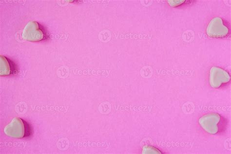 Valentine Candy Hearts Shape On Pink Background 11828043 Stock Photo At
