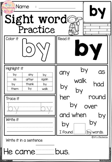 Free Sight Word Practice Sight Word Worksheets Kindergarten