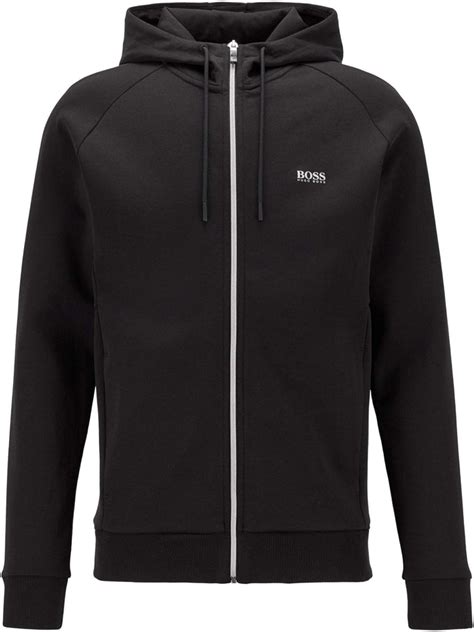 Hugo Boss Saggy 1 Zip Up Hoody Sweatshirt Black 50434923 Clothing