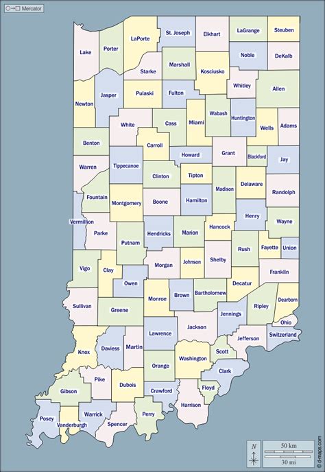 Large Indiana County Map