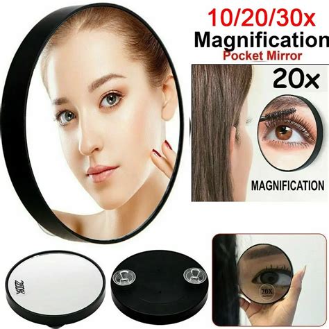 Portable Makeup Mirror Round 10 20 30x Magnifying Mirror With Two Suction Cups Remove Acne Pores