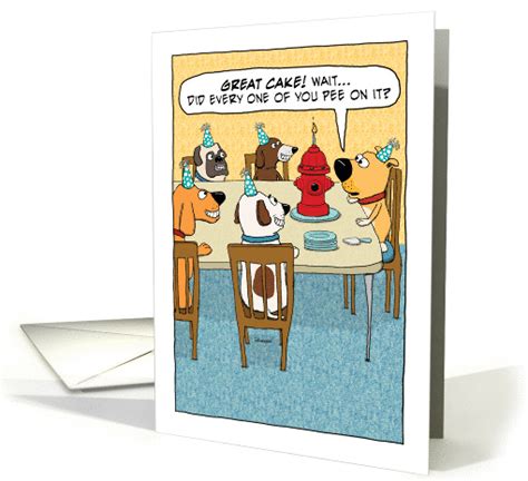 Funny Dog Gets Fire Hydrant Cake Birthday Card 1453736