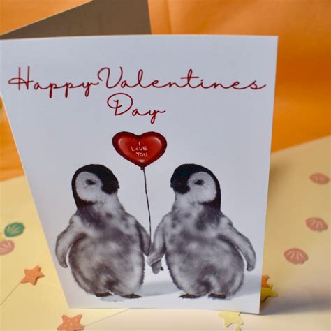Penguin Valentines Day Card Penguin Card Penguin Valentines Etsy