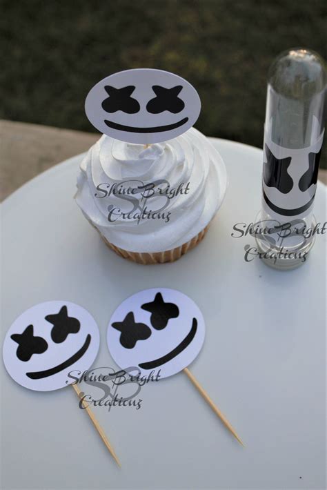 Marshmello cupcake topper 12CT/marshmello party decoration/marshmello ...