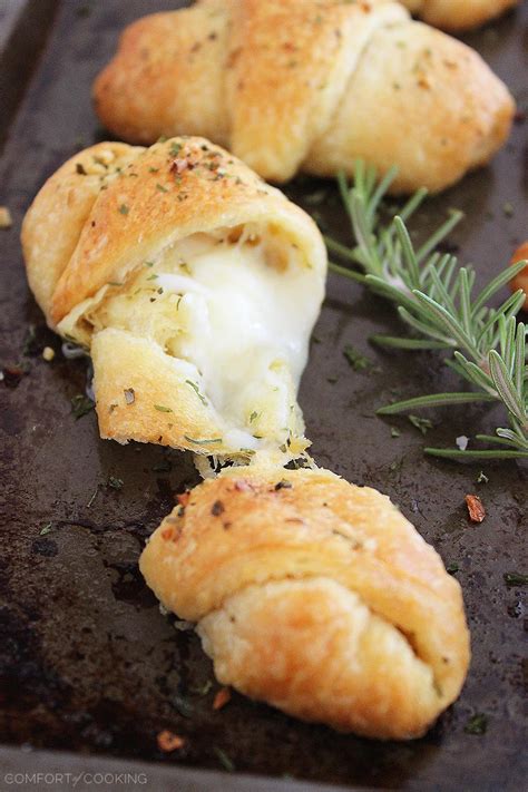 cheesy stuffed garlic butter crescent rolls the comfort of cooking