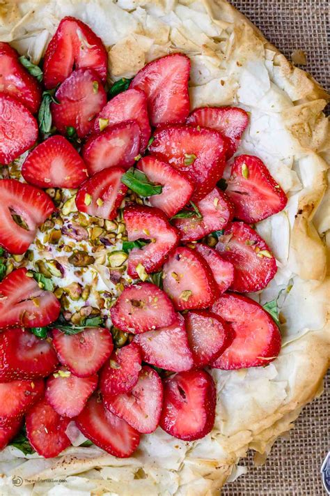 This is a good make ahead dessert for special company. Feta Strawberry Tart with Fillo (Phyllo) Crust | The Mediterranean Dish
