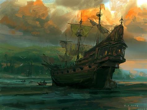 Pin By Mary Rezaiekhaligh On Backgrounds Pirate Ship Art Ship Art