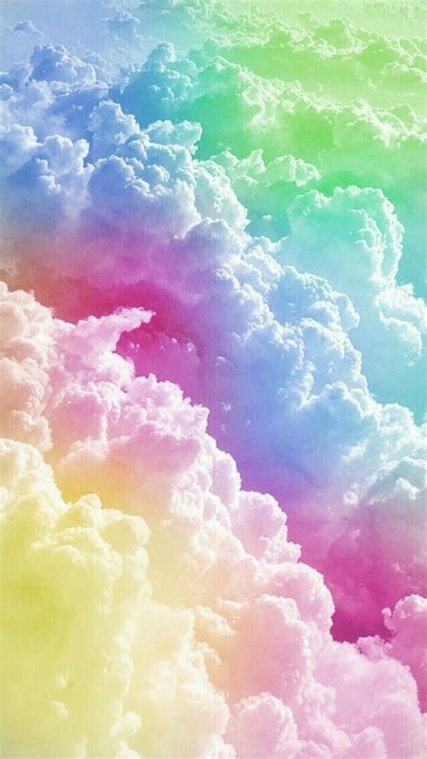 Iphone Pastel Rainbow Clouds Wallpaper