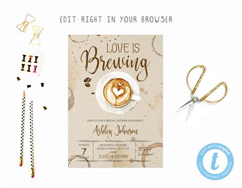 Love Is Brewing Bridal Shower Tem Try Before You Buy Instant Download