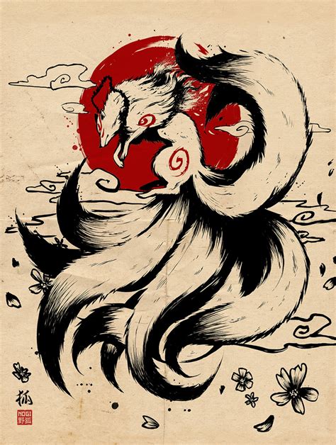 Kitsune Fox Poster X Cm Japanese Art Wall Decoration Etsy
