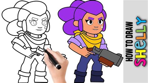 Be the last one standing! How To Draw Shelly From Brawl Stars ★ Cute Easy Drawings ...
