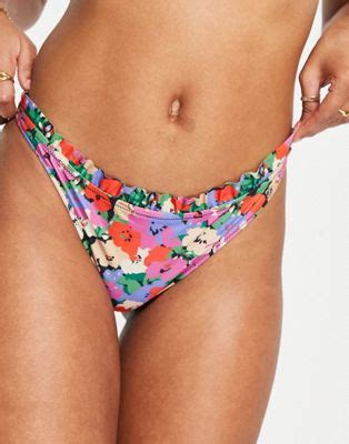 Only Exclusive Ruffle Bikini In Poppy Floral Asos
