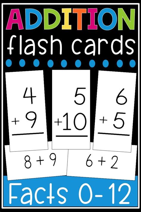 Addition Flash Cards Math Facts 0 12 Flashcards Printable
