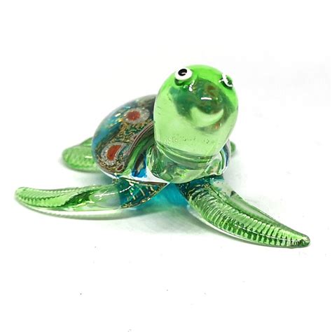 Collectible Sea Turtle Figurine Blue Hand Blown Art Glass Etsy