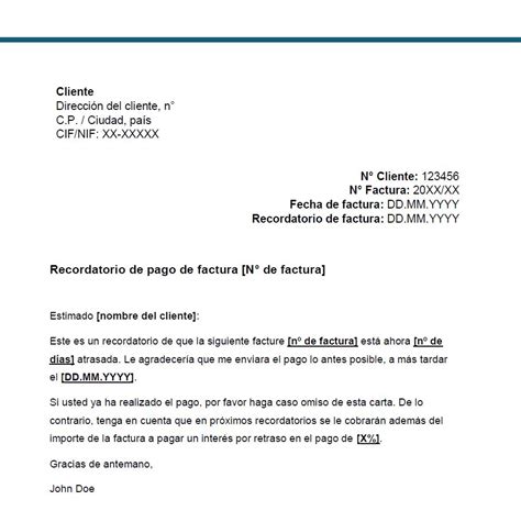 Carta De Recibo De Pago