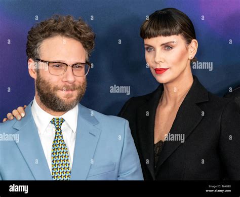 New York Ny April 30 Seth Rogen And Charlize Theron Attend The