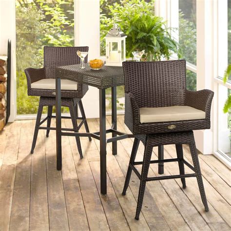 Barton Outdoor Patio Swivel Bar Stool Armrest With Footrest Rattan