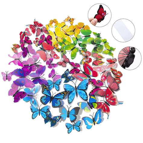 72 X Pcs 3d Colorful Butterfly Wall Stickers Diy Art Decor Crafts For