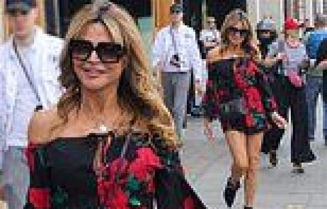 Lizzie Cundy Shows Off Her Incredible Legs In A Bold Floral Playsuit