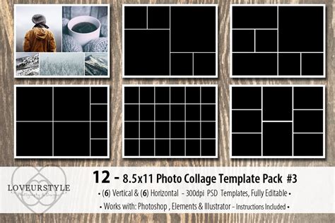 4x6 Photo Card Collage Template Pack Creative Illustrator Templates