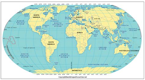 4 Free Printable Continents And Oceans Map Of The World Blank And Labeled