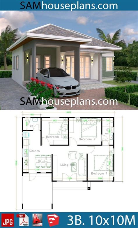 House Plans 10x10 With 3 Bedrooms Sam House Plans House
