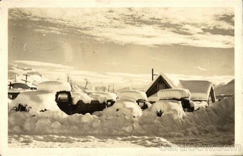 Snow Buried Cars Valdez Ak Postcard