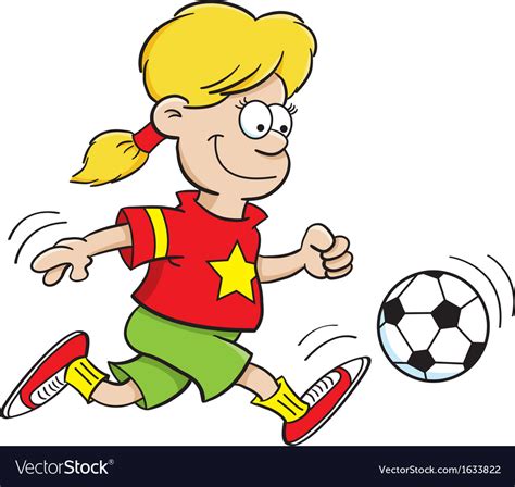 Cartoon Girl Playing Soccer Vector By Kenbenner Image