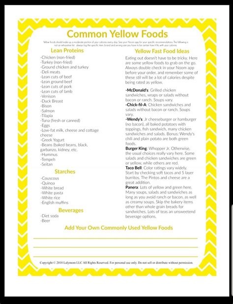 So for many, the solution to this problem is to eat less, not knowing more harm than good can be done using this method. This is a basic list of reference for yellow foods ...