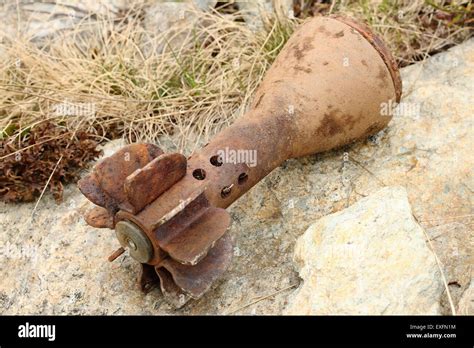 Rusty Bomb Shell Case From Second World War Found In The Mountains Near
