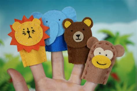Wild Animals — Finger Puppet Set Felt