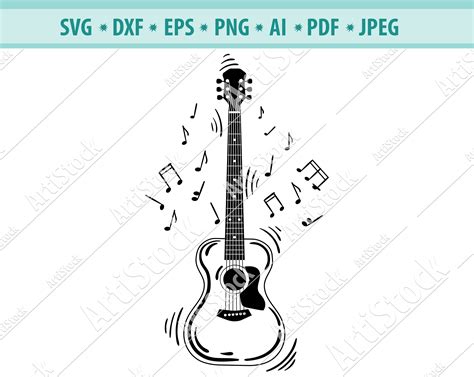 Acoustic Guitar Svg Guitar Notes Dxf Guitar Clipart Svg Etsy Ireland