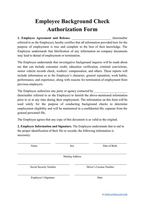 Employee Background Check Authorization Form Fill Out Sign Online