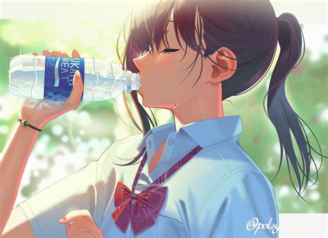 Anime Girl Drinking Monster Energy