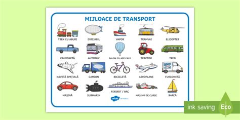 Mijloace De Transport Plan Cu Vocabular Teacher Made