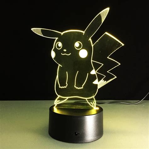 3d Led Hologram Pikachu Night Light Pikachu Night Light Night Lamps