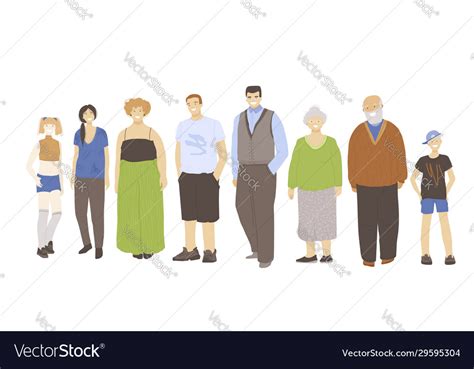 Group People With Different Age Kids Teens Vector Image