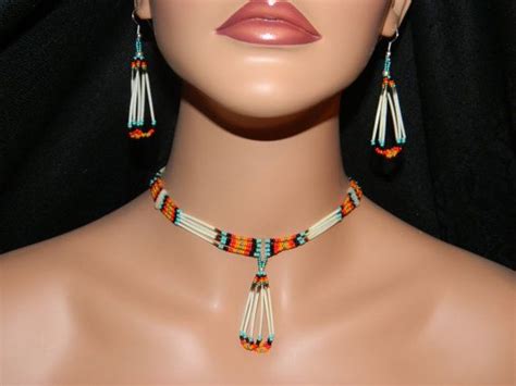 Native American Handmade Quill And Beaded Necklace By LakotaCharm