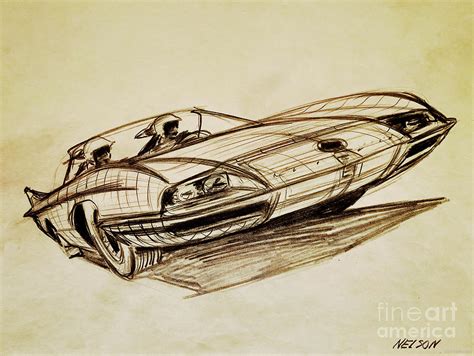 1960s Concept Rendering Futuristic Sport Coupe Drawing By Nelson Fine