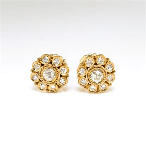 Art Deco Diamond Stud Earrings 93ct Tw Circa 1930s Halo Old