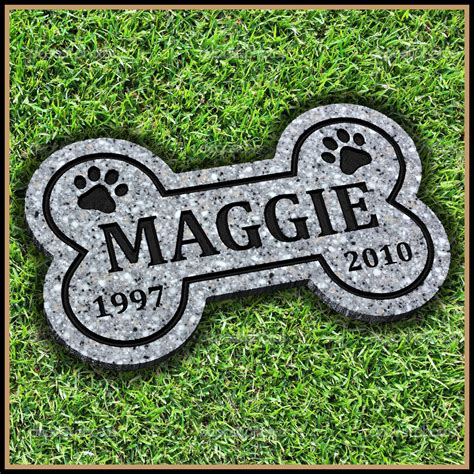 Personalized pet memorial stone grave marker tree dedication garden decoration. Pet Memorial Grave Marker | Bone Shaped | Paw Prints | Dog ...