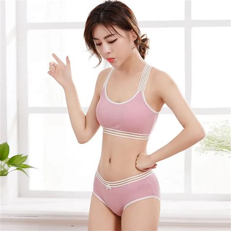 Intimates Ladies Patchwork Ribbed Wire Free Bra And Brief Set 2019 Women Sexy Full Cup Beauty Back