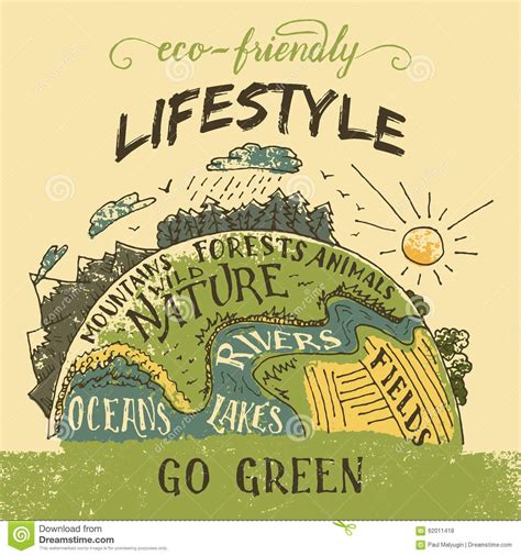 Eco Friendly Lifestyle Concept Go Green Eco Poster Save Mother Earth Save Our Earth Go Green