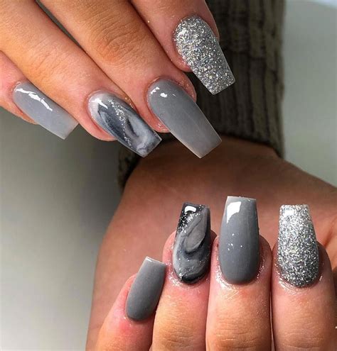 Evesnailsx On Instagram “💋infills Redesign Grey Marble Glitter 👌💁🏼