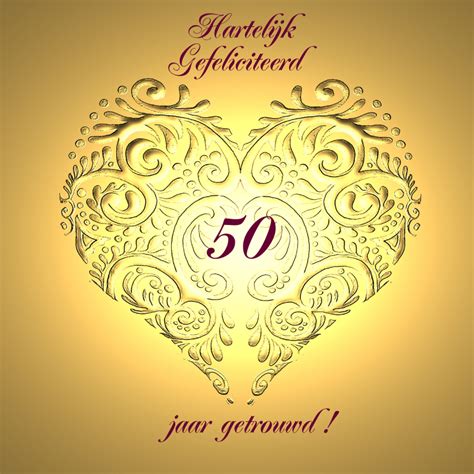 Gefeliciteerd 50 Jr Jubileum Gouden Hart Felicitatiekaarten Kaartje2go