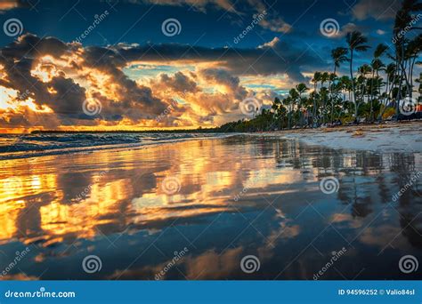 Beautiful Sea Sunrise Landscape Of Paradise Tropical Island Beach
