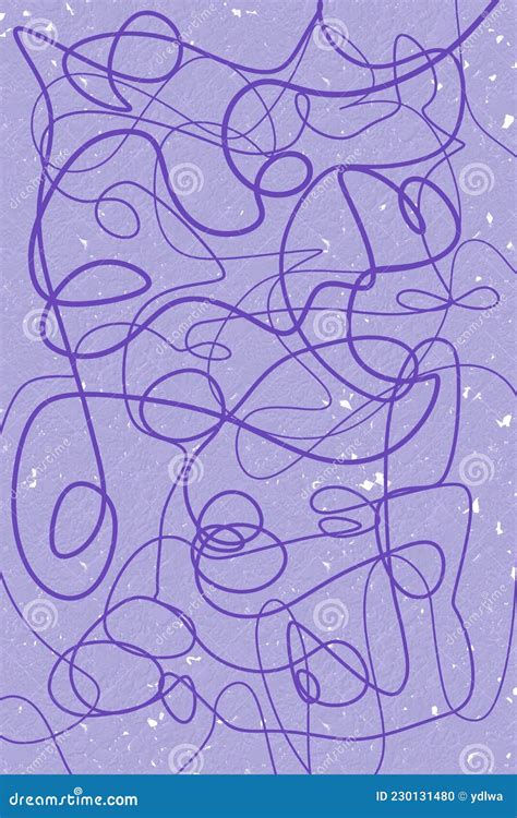 Strange Messy Lines On Purple Paper Textured Background Abstract