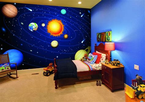 If you just love those giraffes, you can get creative with tall brown and yellow furniture. 30 Space Themed Bedroom Ideas To Leave You Breathless